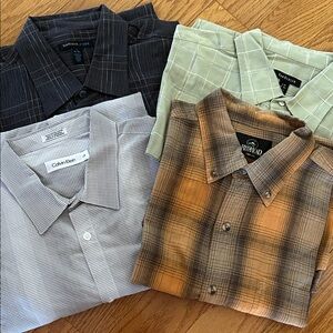 4 Large Men’s Shirts Calvin Klein, REDHEAD, Van HEUSEN 3 Short Sleeve & 1 Long